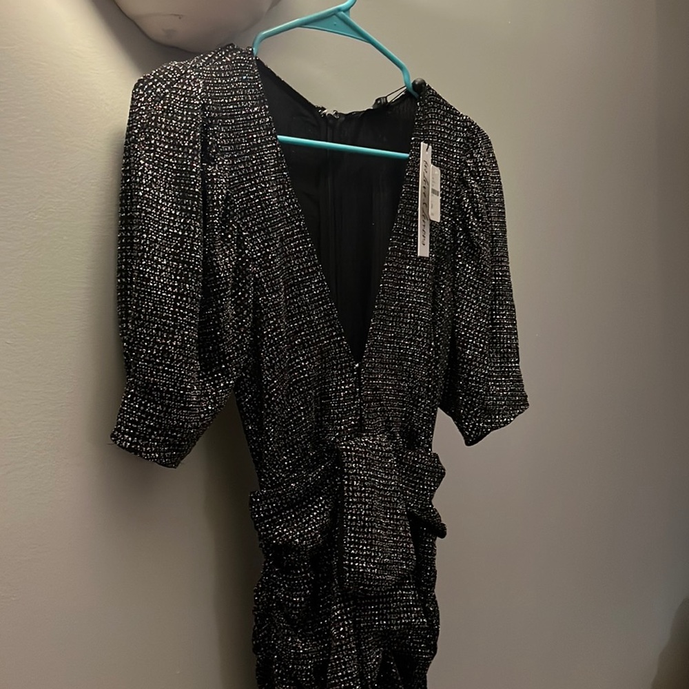 NWT 70s/80s style For Love and Lemons stretch sparkle mini dress